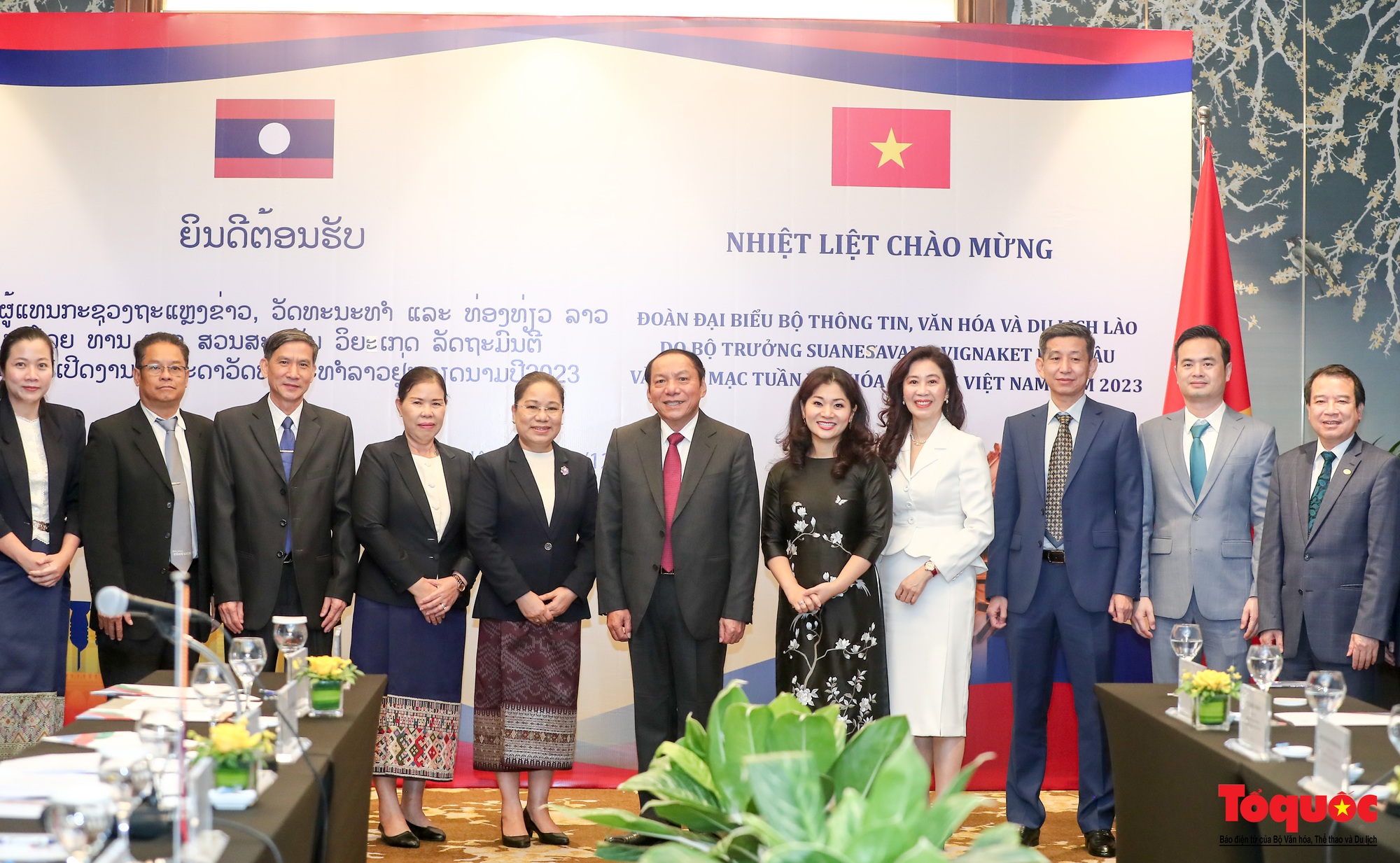 Chùm ảnh: Bộ trưởng Bộ VHTTDL Việt Nam hội đàm với Bộ Thông tin, Văn hóa và Du lịch Lào  - Ảnh 13.