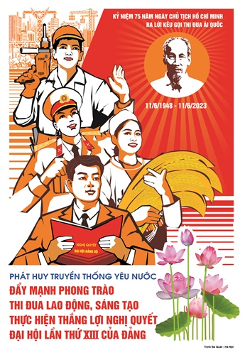 Phát hành bộ tranh cổ động tuyên truyền kỷ niệm 75 năm Ngày Chủ tịch Hồ Chí Minh ra Lời kêu gọi &quot;Thi đua ái quốc&quot; - Ảnh 1.