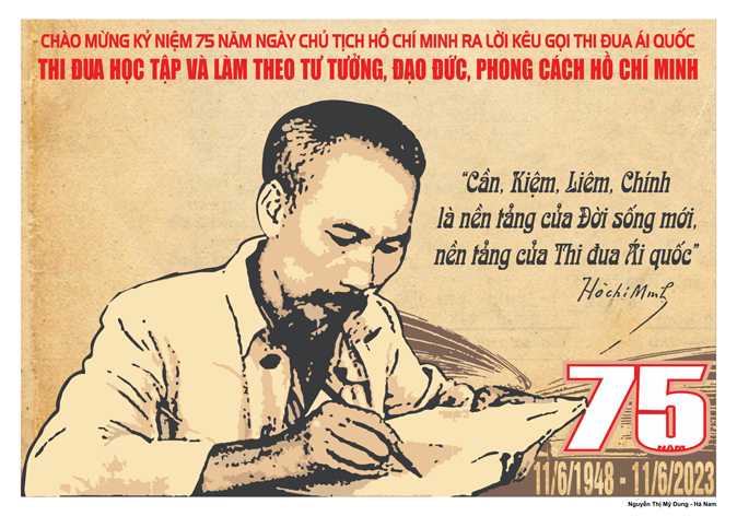 Phát hành bộ tranh cổ động tuyên truyền kỷ niệm 75 năm Ngày Chủ tịch Hồ Chí Minh ra Lời kêu gọi &quot;Thi đua ái quốc&quot; (11/6/1948-11/6/2023) - Ảnh 2.