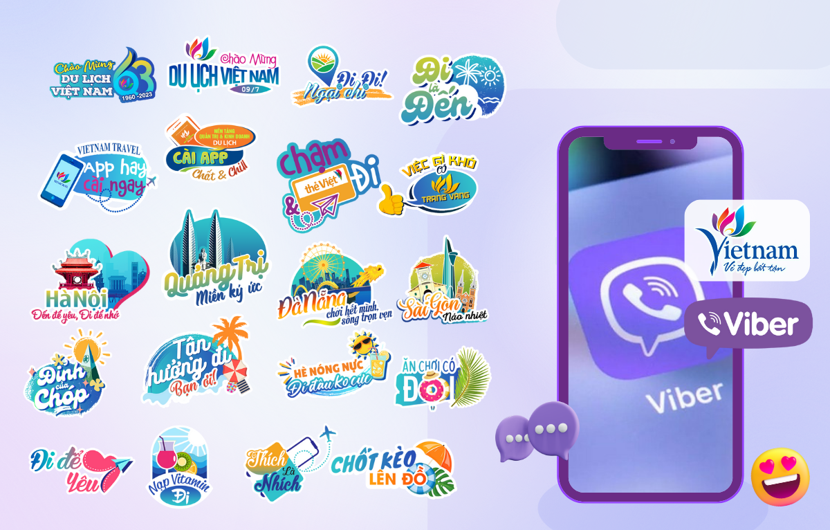Ra mắt bộ sticker chào mừng 63 năm thành lập ngành du lịch trên kênh Viber Tổng cục Du lịch - Ảnh 1.