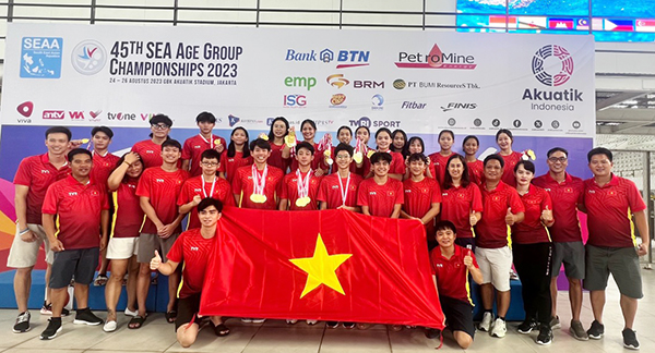 ĐT Bơi Việt Nam dẫn đầu thành tích tại giải vô địch các nhóm tuổi Đông Nam Á 2023 - Ảnh 1.