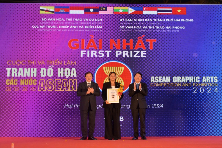 Trao giải thưởng Cuộc thi và Triển lãm Tranh Đồ họa các nước ASEAN 2024 - Ảnh 3.