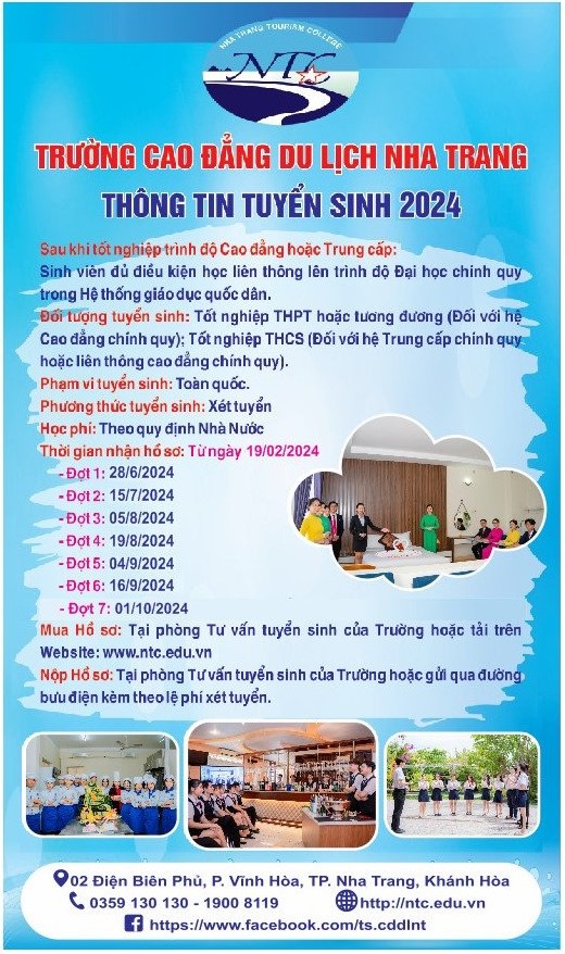 Trường Cao đẳng Du lịch Nha Trang thông tin tuyển sinh năm 2024 - Ảnh 2.