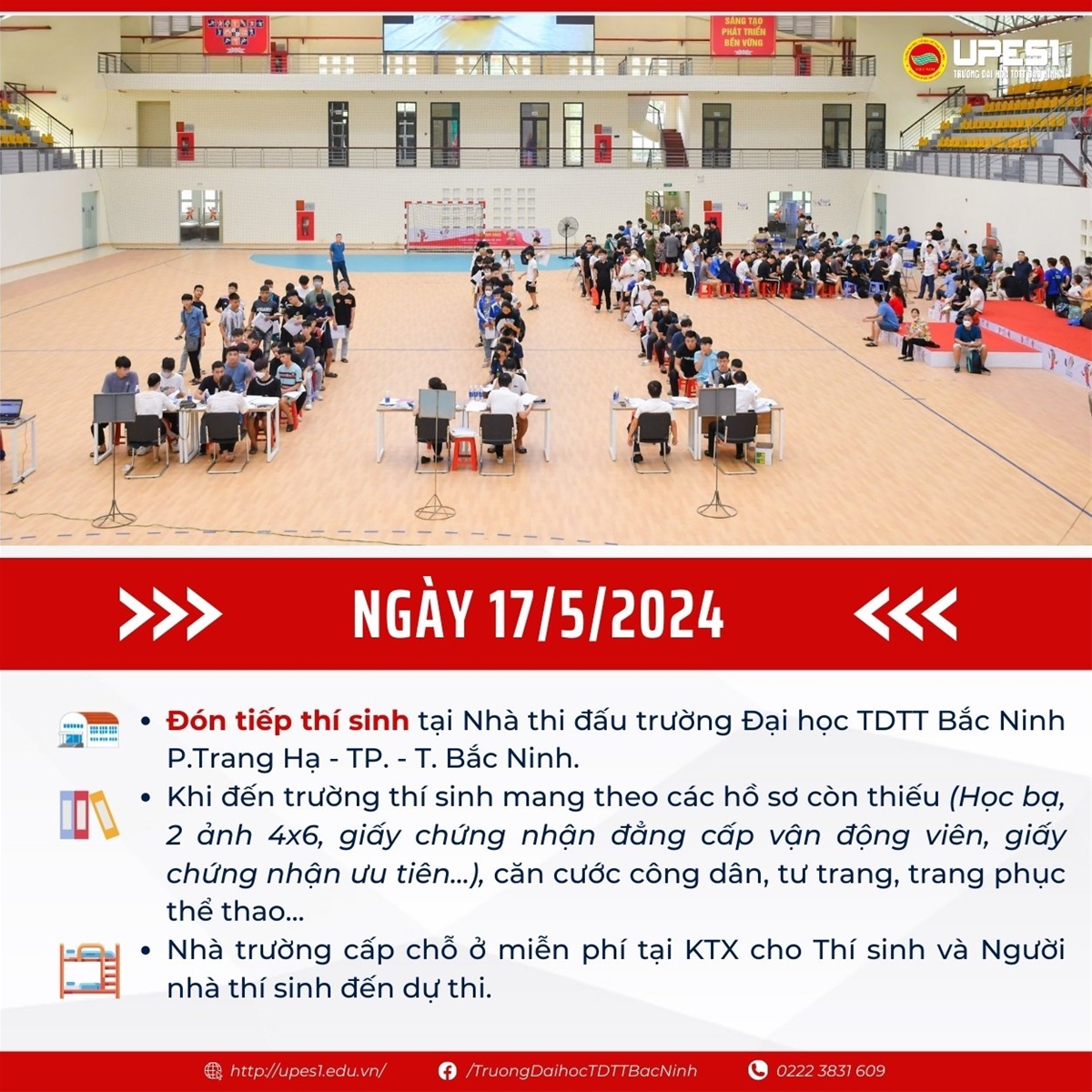 Lịch thi tuyển sinh năng khiếu năm 2024 tại Trường Đại học TDTT Bắc Ninh (đợt 1) - Ảnh 2.