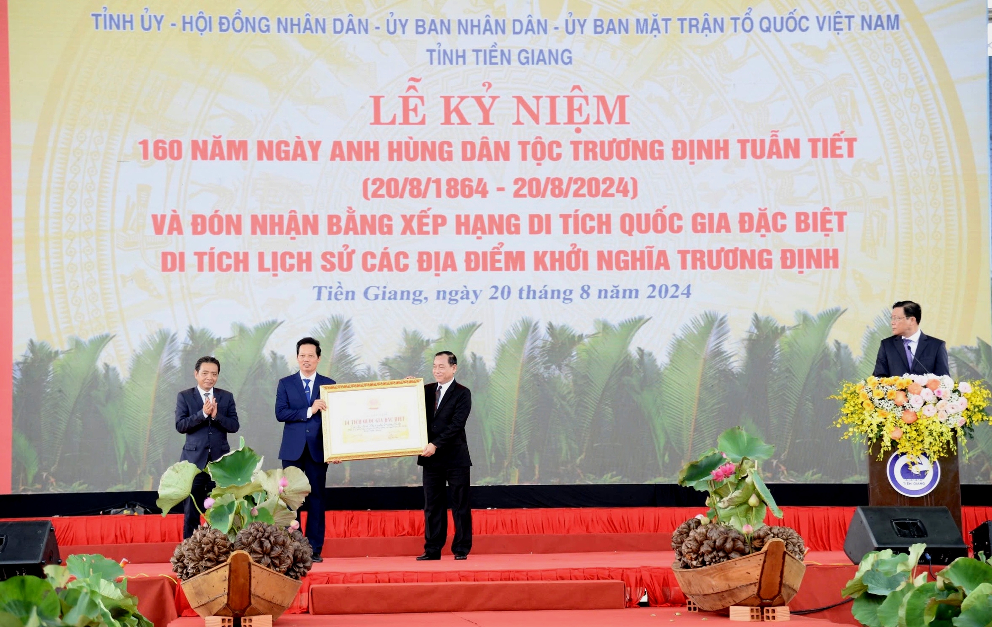 Tiền Giang đón nhận Bằng công nhận Di tích Quốc gia đặc biệt Khởi nghĩa Trương Định - Ảnh 1.