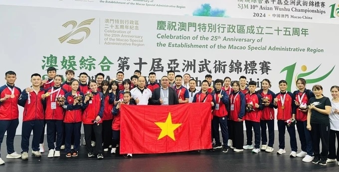 Đội tuyển Wushu Việt Nam giành 3 HCV tại giải vô địch châu Á 2024 - Ảnh 1.