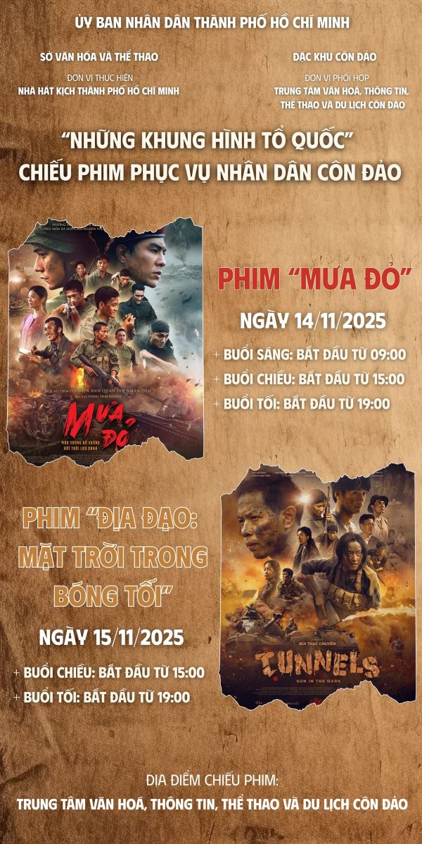 TP Hồ Chí Minh chiếu miễn phí hai phim 'Mưa đỏ' và 'Địa đạo' tại đặc khu Côn Đảo - Ảnh 2.