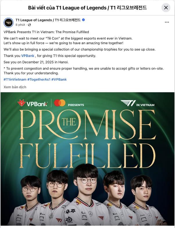 VPBank ដែលជា “Kim chủ” VPBank thuê hẳn chuyến bay charter đưa T1 và Faker đến Việt Nam - Ảnh 1.