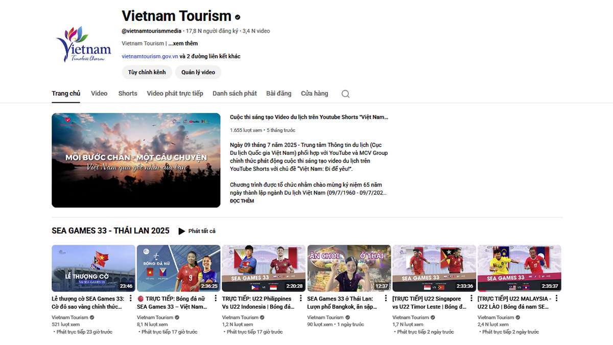 Saluran YouTube Badan Pariwisata Nasional Vietnam mendampingi SEA Games ke-33 - Foto 1. Kênh YouTube của Cục Du lịch Quốc gia Việt Nam đồng hành cùng SEA Games 33 - Ảnh 1.
