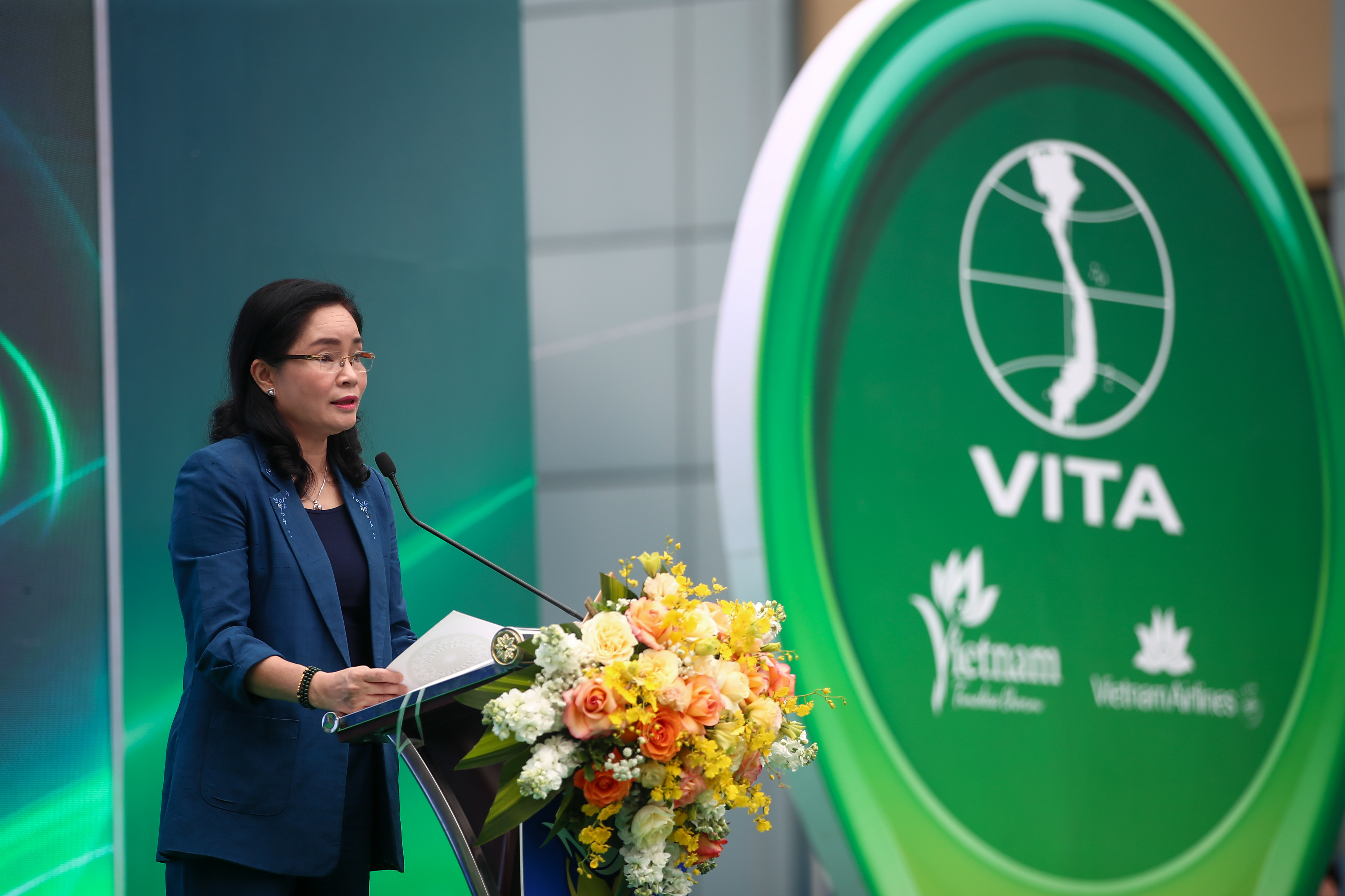 Thứ trưởng Bộ Văn hóa, Thể thao và Du lịch Trịnh Thị Thủy phát biểu khai mạc hội chợ Du lịch Quốc tế Việt Nam - VITM Hà Nội 2025