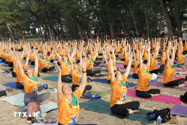 Bình Thuận: Hơn 600 người đồng diễn nhân Ngày quốc tế Yoga lần thứ 10 - Ảnh 1.