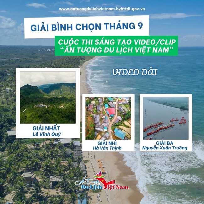Công bố giải bình chọn tháng 9 Cuộc thi "Sáng tạo Video/Clip Ấn tượng Du lịch Việt Nam" - Ảnh 2. Công bố giải bình chọn tháng 9 Cuộc thi "Sáng tạo Video/Clip Ấn tượng Du lịch Việt Nam" - Ảnh 2.