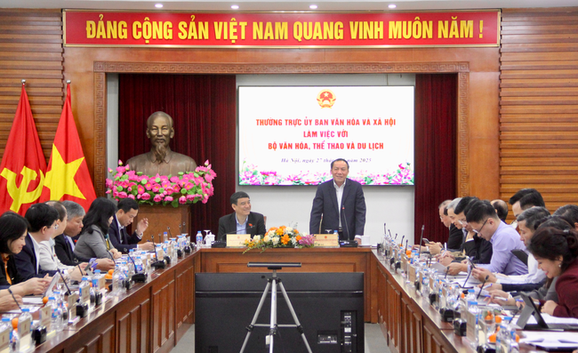 Thường trực Ủy ban Văn hóa và Xã hội của Quốc hội làm việc với Bộ VHTTDL - Ảnh 1.