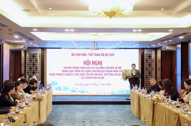 Bộ VHTTDL tổ chức Hội nghị truyền thông chính sách có tác động lớn đến xã hội trong xây dựng văn bản quy phạm pháp luật năm 2025 - Ảnh 1. Bộ VHTTDL tổ chức Hội nghị truyền thông chính sách có tác động lớn đến xã hội trong xây dựng văn bản quy phạm pháp luật năm 2025 - Ảnh 1.