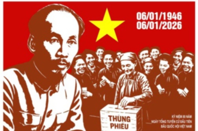 Tuyên truyền cổ động trực quan kỷ niệm 80 năm Ngày Tổng tuyển cử đầu tiên bầu Quốc hội Việt Nam - Ảnh 1.