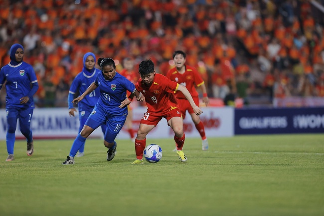 Vòng loại Asian Cup nữ 2026, bảng E: Đội tuyển nữ Việt Nam thắng đậm Maldives 7-0 - Ảnh 1. Vòng loại Asian Cup nữ 2026, bảng E: Đội tuyển nữ Việt Nam thắng đậm Maldives 7-0 - Ảnh 1.