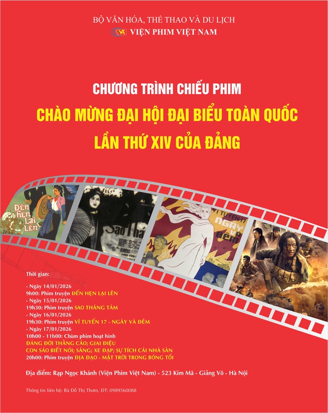 Chương trình chiếu phim chào mừng Đại hội đại biểu toàn quốc lần thứ XIV của Đảng: Lan tỏa giá trị Điện ảnh Cách mạng Việt Nam - Ảnh 1.