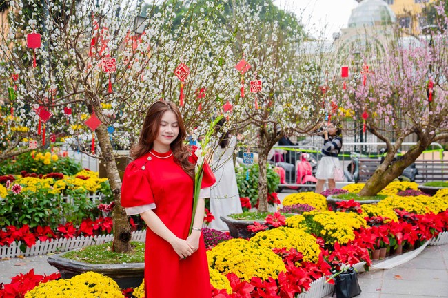 Du khách tấp nập check-in không gian hoa xuân ấn tượng giữa lòng Hà Nội - Ảnh 3. Du khách tấp nập check-in không gian hoa xuân ấn tượng giữa lòng Hà Nội - Ảnh 3.
