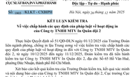 Kết luận kiểm tra về việc chấp hành các quy định của pháp luật về hoạt động in của Công ty TNHH MTV In Quân đội 2