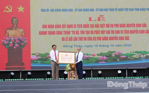 Đồng Tháp: Lễ đón nhận Bằng xếp hạng Di tích quốc gia đặc biệt mộ Cụ Phó bảng Nguyễn Sinh Sắc