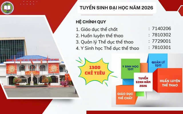 Tuyển sinh 2026: Trường Đại học Thể dục Thể thao TP.HCM thông báo tuyển sinh đại học chính quy