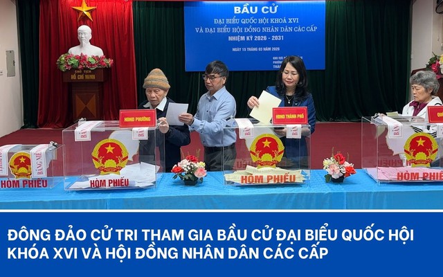 Đông đảo cử tri tham gia bầu cử đại biểu Quốc hội khóa XVI và Hội đồng nhân dân các cấp